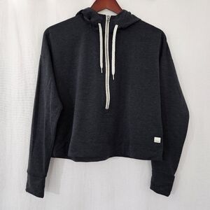 Vuori Half Zip Hooded Sweatshirt in Dark Gray Black Women's Size XS
